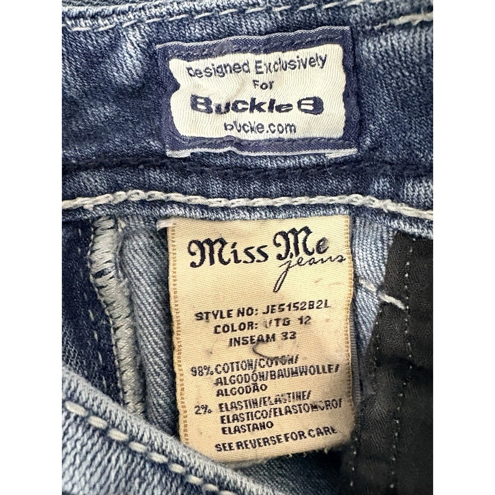 Miss Me Buckle Exclusive Bootcut Jeans Womens 28 x 32 Blue Stretch Missing Stud - Picture 4 of 7